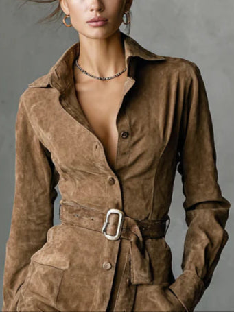 Marie – Robe midi à manches longues