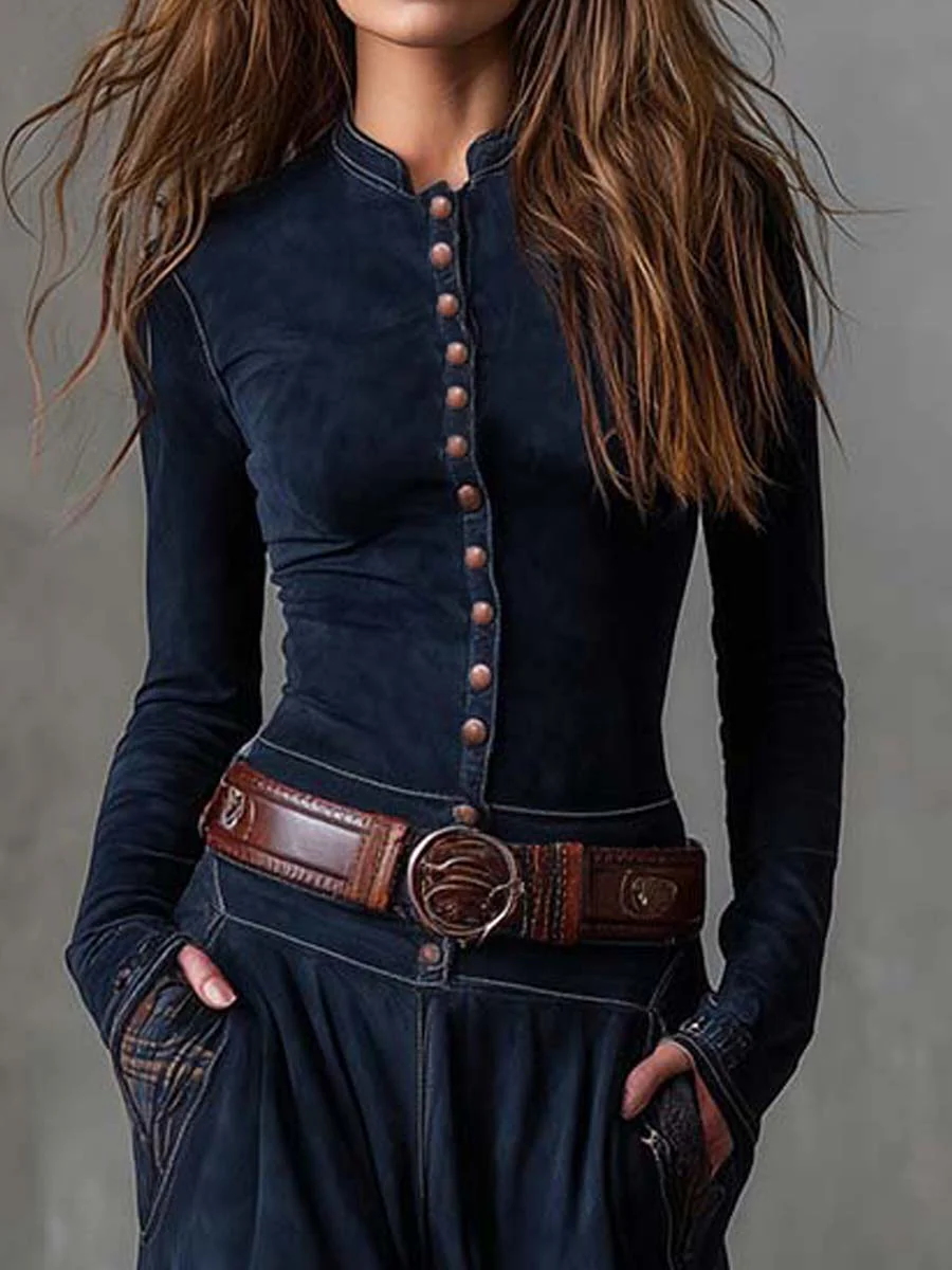 Elena | Robe longue en daim avec ceinture