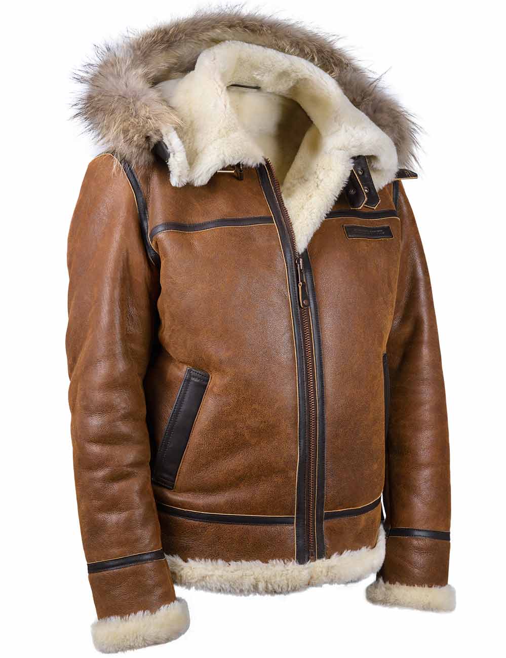 Aron - Veste Bomber avec Capuche en Fourrure
