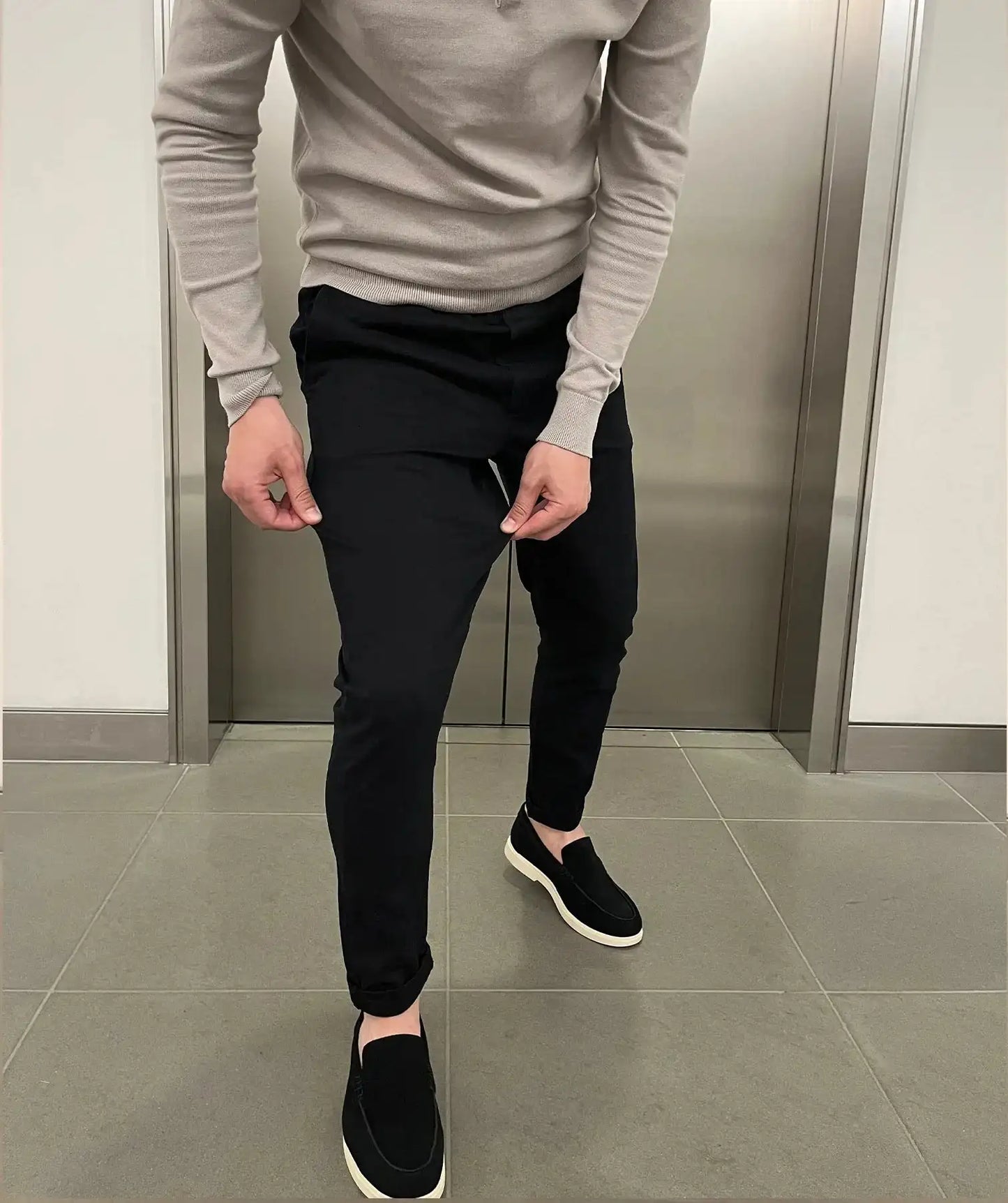 Maxime | Pantalons chino élastiques slim de luxe