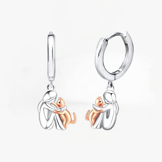 Lily™ - Boucles d'oreilles Icône Chat (fermoir rond)